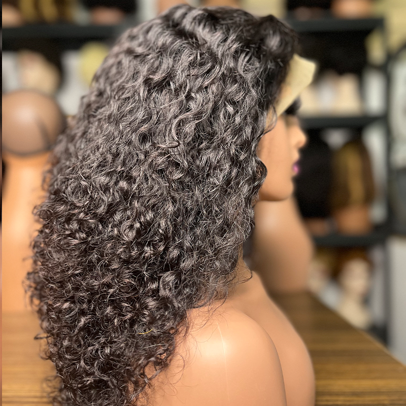 double drawn human hair Cambodian Remy Wig Unprocessed Virgin Hair 13*6 Full Lace Kinky Curly Human Hair Wig With Double Drawn Full Transparent HD Lace