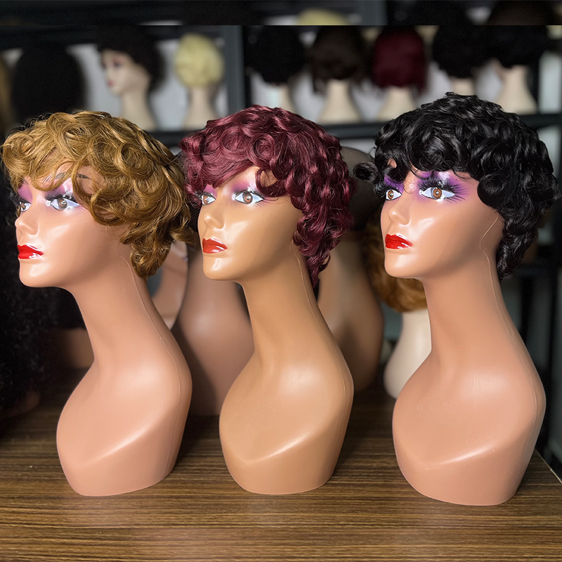 Short Pixie Curl 13x1Lace Remy Human Hair Wig Perruque Pixie Cut Lace Front Wigs Brazilian