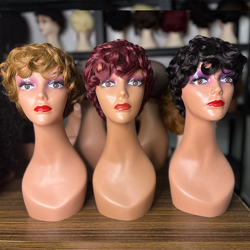 Short Pixie Curl 13x1Lace Remy Human Hair Wig Perruque Pixie Cut Lace Front Wigs Brazilian
